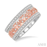 1/2 ctw Round Cut Diamond Triple Band Set in 14K White and Rose Gold